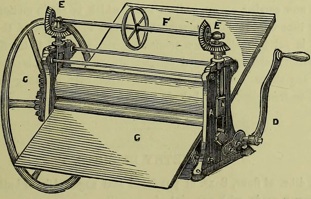 An illustration from The confectioners' hand-book and practical guide to the art of sugar boiling in all its branches : the manufacture of creams, fondants, liqueurs, pastilles, jujubes (gelatine and gum), comfits, lozenges (plain and medicated), chocolate, chocolate creams, drops, bars, &c; American caramels, ice creams and moulded ices of every description : jams, jellies and marmalades (by fire and steam). Preserved and crystalized fruits, candied peel, English and Scotch pastry, cordials and syrups for American hot & iced beverages. Aerated waters of every description, by hand and machine, for bottle, syphon, or fountain, ginger beer, horehound, and other fermented beers. The recipes are accompanied with full and clear instructions in every branch. Every information about colours and flavours; the best to use and how to make them. Useful notes on machinery for every purpose, and about one hundred illustrations., 1883, leaf 171