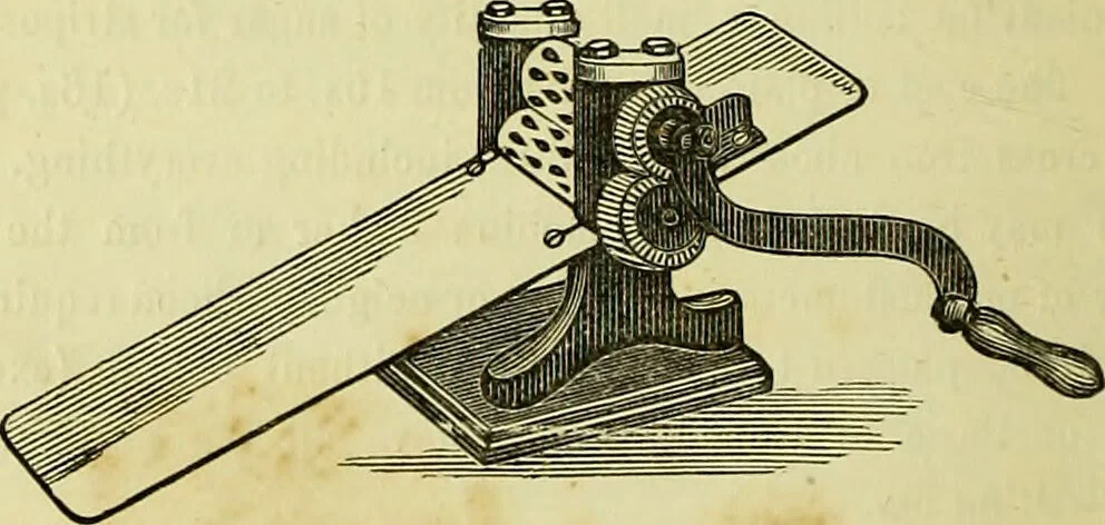 An illustration from The confectioners' hand-book and practical guide to the art of sugar boiling in all its branches : the manufacture of creams, fondants, liqueurs, pastilles, jujubes (gelatine and gum), comfits, lozenges (plain and medicated), chocolate, chocolate creams, drops, bars, &c; American caramels, ice creams and moulded ices of every description : jams, jellies and marmalades (by fire and steam). Preserved and crystalized fruits, candied peel, English and Scotch pastry, cordials and syrups for American hot & iced beverages. Aerated waters of every description, by hand and machine, for bottle, syphon, or fountain, ginger beer, horehound, and other fermented beers. The recipes are accompanied with full and clear instructions in every branch. Every information about colours and flavours; the best to use and how to make them. Useful notes on machinery for every purpose, and about one hundred illustrations., 1883, leaf 18
