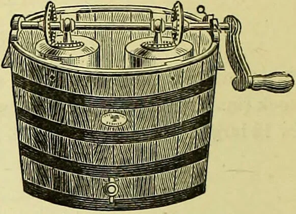 An illustration from The confectioners' hand-book and practical guide to the art of sugar boiling in all its branches : the manufacture of creams, fondants, liqueurs, pastilles, jujubes (gelatine and gum), comfits, lozenges (plain and medicated), chocolate, chocolate creams, drops, bars, &c; American caramels, ice creams and moulded ices of every description : jams, jellies and marmalades (by fire and steam). Preserved and crystalized fruits, candied peel, English and Scotch pastry, cordials and syrups for American hot & iced beverages. Aerated waters of every description, by hand and machine, for bottle, syphon, or fountain, ginger beer, horehound, and other fermented beers. The recipes are accompanied with full and clear instructions in every branch. Every information about colours and flavours; the best to use and how to make them. Useful notes on machinery for every purpose, and about one hundred illustrations., 1883, leaf 218