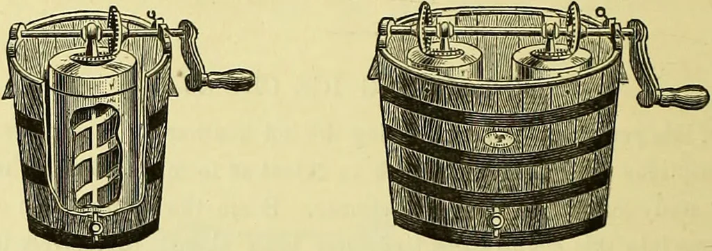 An illustration from The confectioners' hand-book and practical guide to the art of sugar boiling in all its branches : the manufacture of creams, fondants, liqueurs, pastilles, jujubes (gelatine and gum), comfits, lozenges (plain and medicated), chocolate, chocolate creams, drops, bars, &c; American caramels, ice creams and moulded ices of every description : jams, jellies and marmalades (by fire and steam). Preserved and crystalized fruits, candied peel, English and Scotch pastry, cordials and syrups for American hot & iced beverages. Aerated waters of every description, by hand and machine, for bottle, syphon, or fountain, ginger beer, horehound, and other fermented beers. The recipes are accompanied with full and clear instructions in every branch. Every information about colours and flavours; the best to use and how to make them. Useful notes on machinery for every purpose, and about one hundred illustrations., 1883, leaf 90