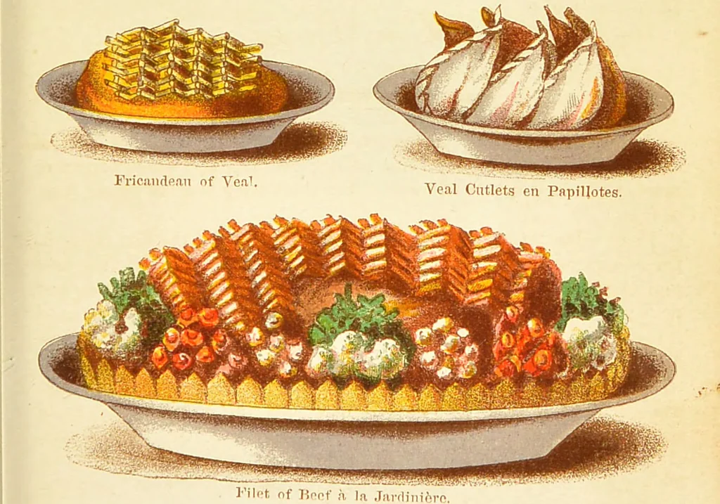 An illustration from The book of household management : comprising information for the mistress ... also, sanitary, medical, & legal memoranda; with a history of the origin, properties, and uses of all things connected with home life and comfort / by Mrs. Isabella Beeton., 1869, leaf 269