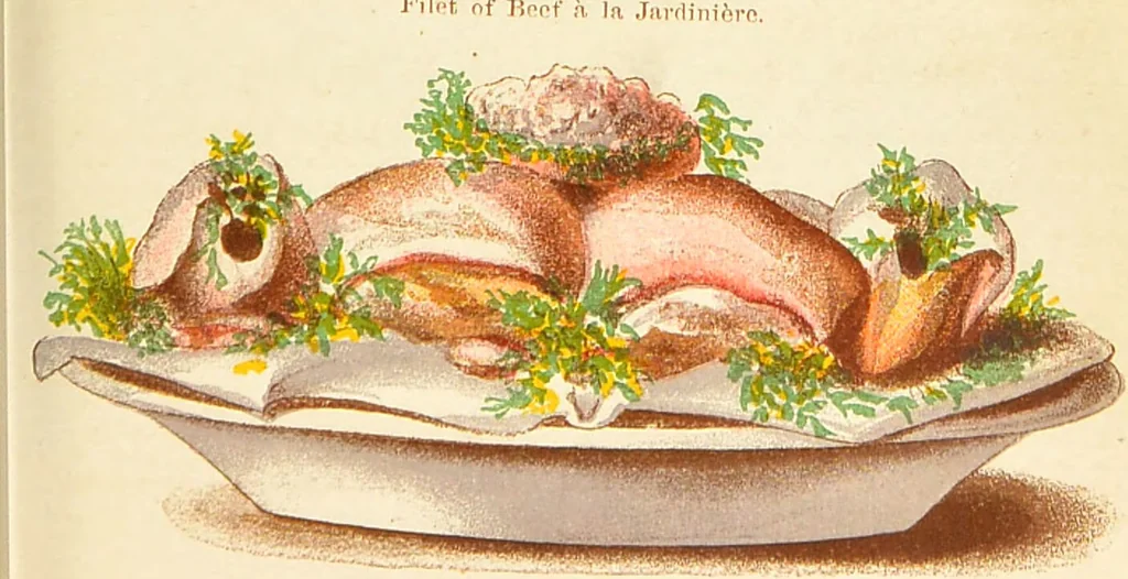 An illustration from The book of household management : comprising information for the mistress ... also, sanitary, medical, & legal memoranda; with a history of the origin, properties, and uses of all things connected with home life and comfort / by Mrs. Isabella Beeton., 1869, leaf 269