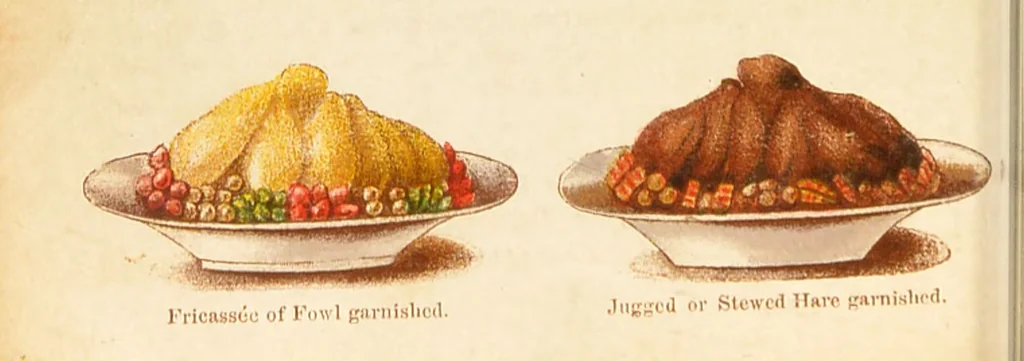 An illustration from The book of household management : comprising information for the mistress ... also, sanitary, medical, & legal memoranda; with a history of the origin, properties, and uses of all things connected with home life and comfort / by Mrs. Isabella Beeton., 1869, leaf 594