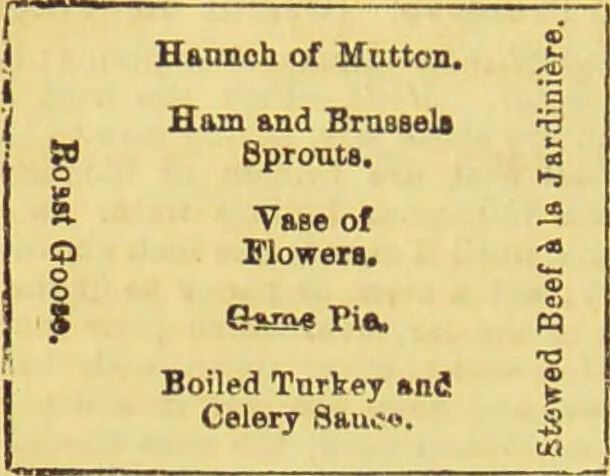 An illustration from Beeton's every-day cookery and housekeeping book : comprising instructions for mistress and servants, and a collection of over sixteen hundred and fifty practical receipts. With numerous wood engravings and one hundred and forty-two coloured figures, showing the proper mode of sending dishes to table., 1888, leaf 186