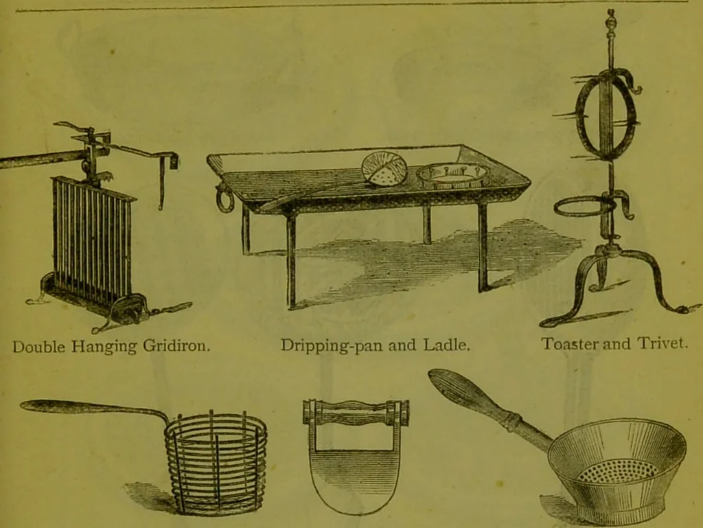 An illustration from Warne's model cookery and housekeeping book : containing complete instructions in household management, and receipts for breakfast dishes ... bills of fare, duties of servants, etc. / compiled and edited by Mary Jewry., 1871, leaf 25