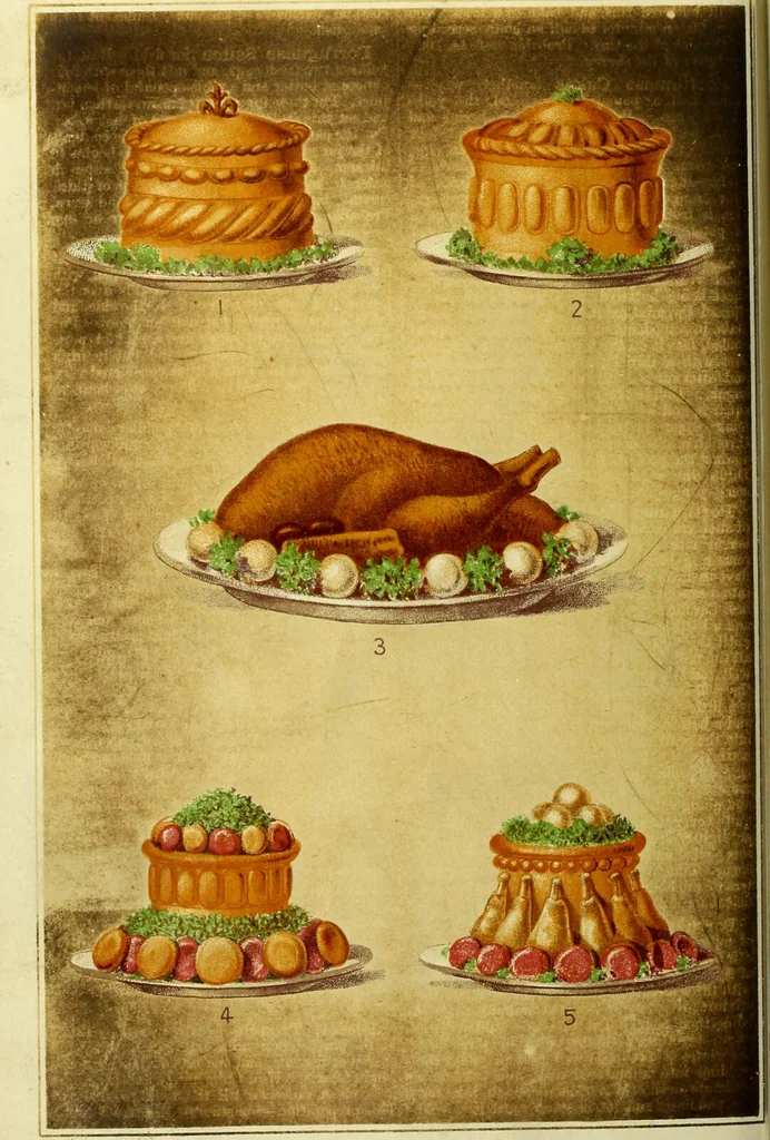 An illustration from Cassell's dictionary of cookery, with numerous engravings and full-page coloured plates : containing about nine thousand recipes., 1880, leaf 740