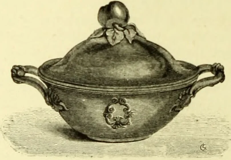 An illustration from The royal cookery book (le livre de cuisine) / by Jules Gouffé ; translated from the French and adapted for English use by Alphonse Gouffé ... comprising domestic and high-class cookery, illustrated with sixteen large plates printed in colours, and one hundred and sixty-one woodcuts from drawings from nature by E. Ronjat., 1883, leaf 264