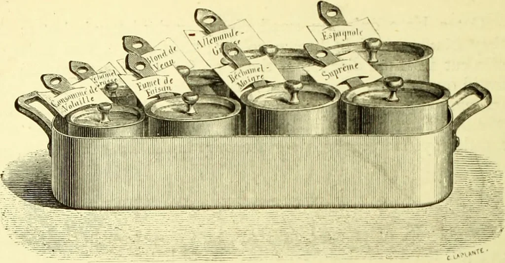 An illustration from The royal cookery book (le livre de cuisine) / by Jules Gouffé ; translated from the French and adapted for English use by Alphonse Gouffé ... comprising domestic and high-class cookery, illustrated with sixteen large plates printed in colours, and one hundred and sixty-one woodcuts from drawings from nature by E. Ronjat., 1883, leaf 300