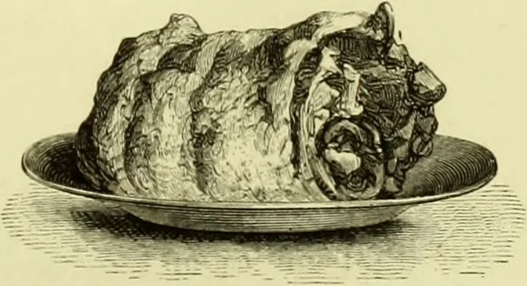 An illustration from The royal cookery book (le livre de cuisine) / by Jules Gouffé ; translated from the French and adapted for English use by Alphonse Gouffé ... comprising domestic and high-class cookery, illustrated with sixteen large plates printed in colours, and one hundred and sixty-one woodcuts from drawings from nature by E. Ronjat., 1883, leaf 413