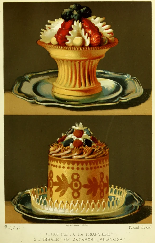An illustration from The royal cookery book (le livre de cuisine) / by Jules Gouffé ; translated from the French and adapted for English use by Alphonse Gouffé ... comprising domestic and high-class cookery, illustrated with sixteen large plates printed in colours, and one hundred and sixty-one woodcuts from drawings from nature by E. Ronjat., 1883, leaf 519
