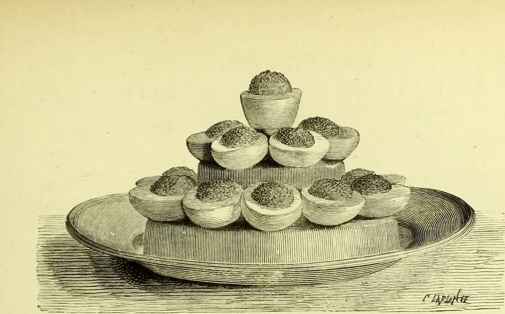 An illustration from The royal cookery book (le livre de cuisine) / by Jules Gouffé ; translated from the French and adapted for English use by Alphonse Gouffé ... comprising domestic and high-class cookery, illustrated with sixteen large plates printed in colours, and one hundred and sixty-one woodcuts from drawings from nature by E. Ronjat., 1883, leaf 527