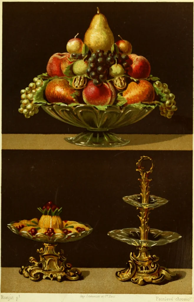 An illustration from The royal cookery book (le livre de cuisine) / by Jules Gouffé ; translated from the French and adapted for English use by Alphonse Gouffé ... comprising domestic and high-class cookery, illustrated with sixteen large plates printed in colours, and one hundred and sixty-one woodcuts from drawings from nature by E. Ronjat., 1883, leaf 643