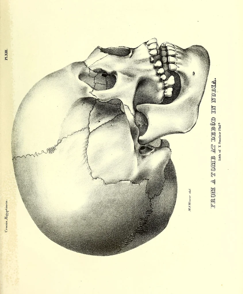 An illustration from Crania Aegyptiaca, or, Observations on Egyptian ethnography derived from anatomy, history and the monuments / by Samuel George Morton., 1844, leaf 103