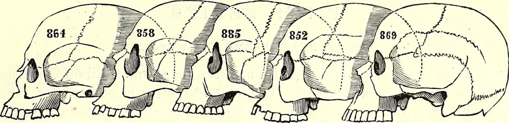 An illustration from Crania Aegyptiaca, or, Observations on Egyptian ethnography derived from anatomy, history and the monuments / by Samuel George Morton., 1844, leaf 25
