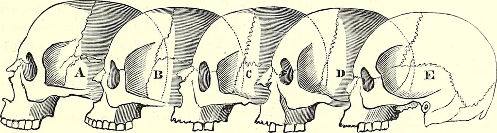 An illustration from Crania Aegyptiaca, or, Observations on Egyptian ethnography derived from anatomy, history and the monuments / by Samuel George Morton., 1844, leaf 57
