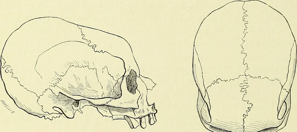 An illustration from Des déformations artificielles du crâne en général de celles de deux crânes macrocéphales trouvés en Hongrie et d'un crâne provenant des temps barbares du meme pays / par Joseph de Lenhossék., 1878, leaf 32