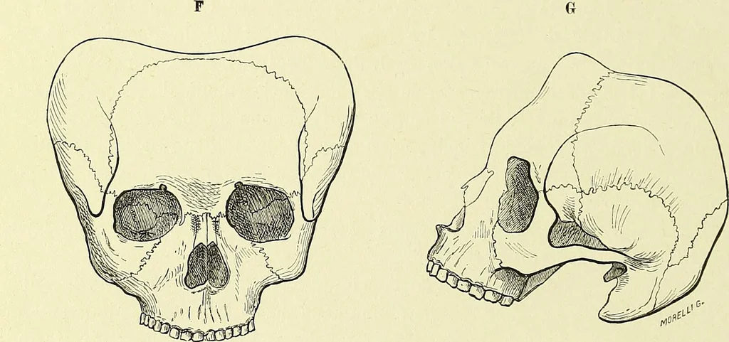 An illustration from Des déformations artificielles du crâne en général de celles de deux crânes macrocéphales trouvés en Hongrie et d'un crâne provenant des temps barbares du meme pays / par Joseph de Lenhossék., 1878, leaf 44