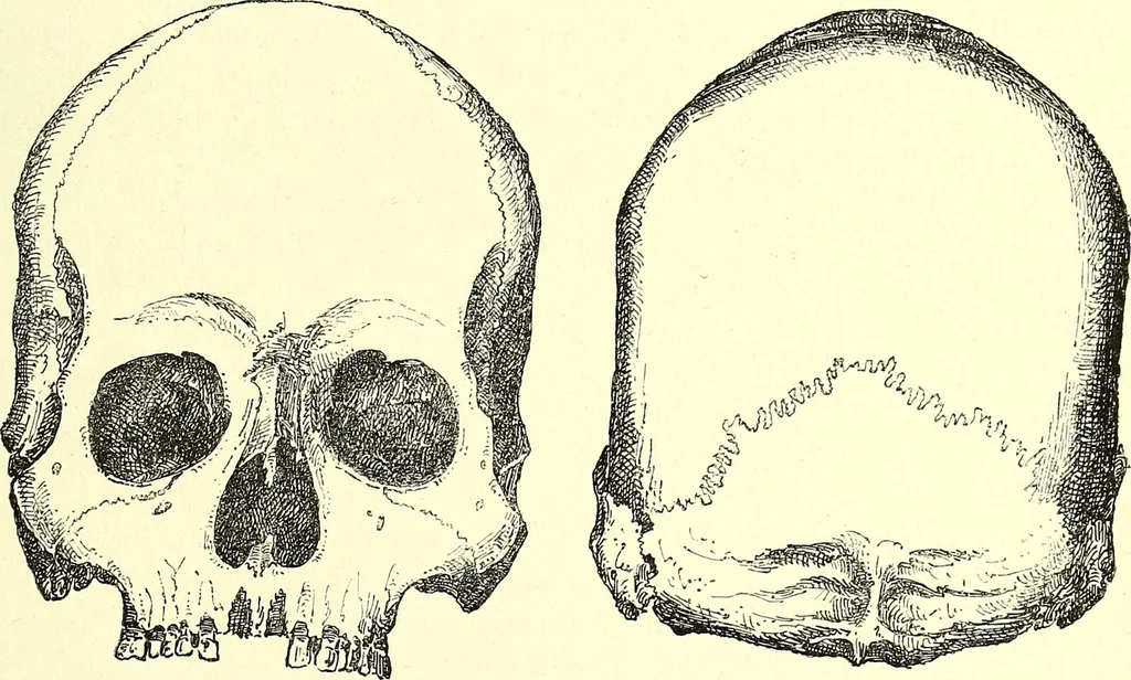 An illustration from Des déformations artificielles du crâne en général de celles de deux crânes macrocéphales trouvés en Hongrie et d'un crâne provenant des temps barbares du meme pays / par Joseph de Lenhossék., 1878, leaf 83