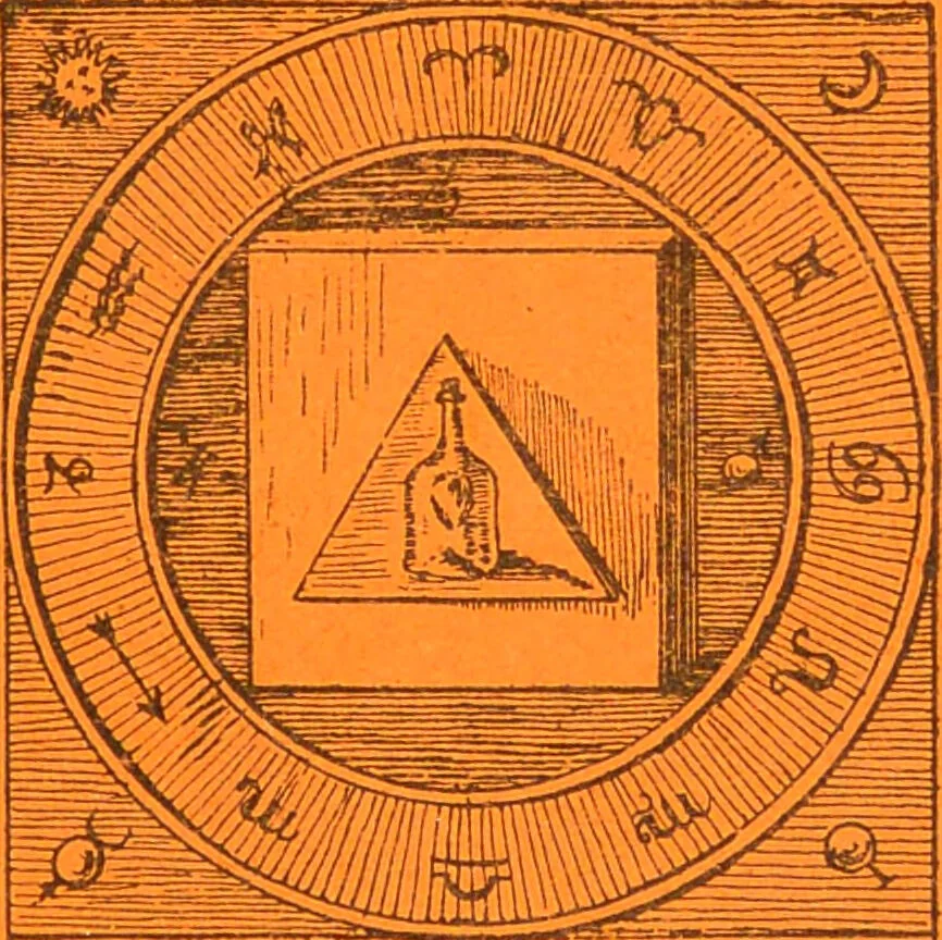 An illustration from Histoire de l'alchimie, XIVme siècle : Nicolas Flamel, sa vie, ses fondations, ses oeuvres, suivi de la réimpression du Livre des figures hiéroglyphiques et de la lettre de Dom Pernety à l'Abbé Villain / [Albert Poisson]., 1893, leaf 5