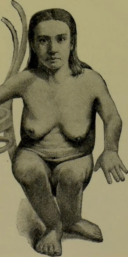 An illustration from Anomalies and curiosities of medicine : being an encyclopedic collection of rare and extraordinary cases, and of the most striking instances of abnormality in all branches of medicine and surgery, derived from an exhaustive research of medical literature from its origin to the present day / abstracted, classified, annotated, and indexed, by George M. Gould and Walter L. Pyle ; with 295 illustrations in the text, and 12 half-tone and colored plates., 1897, leaf 613