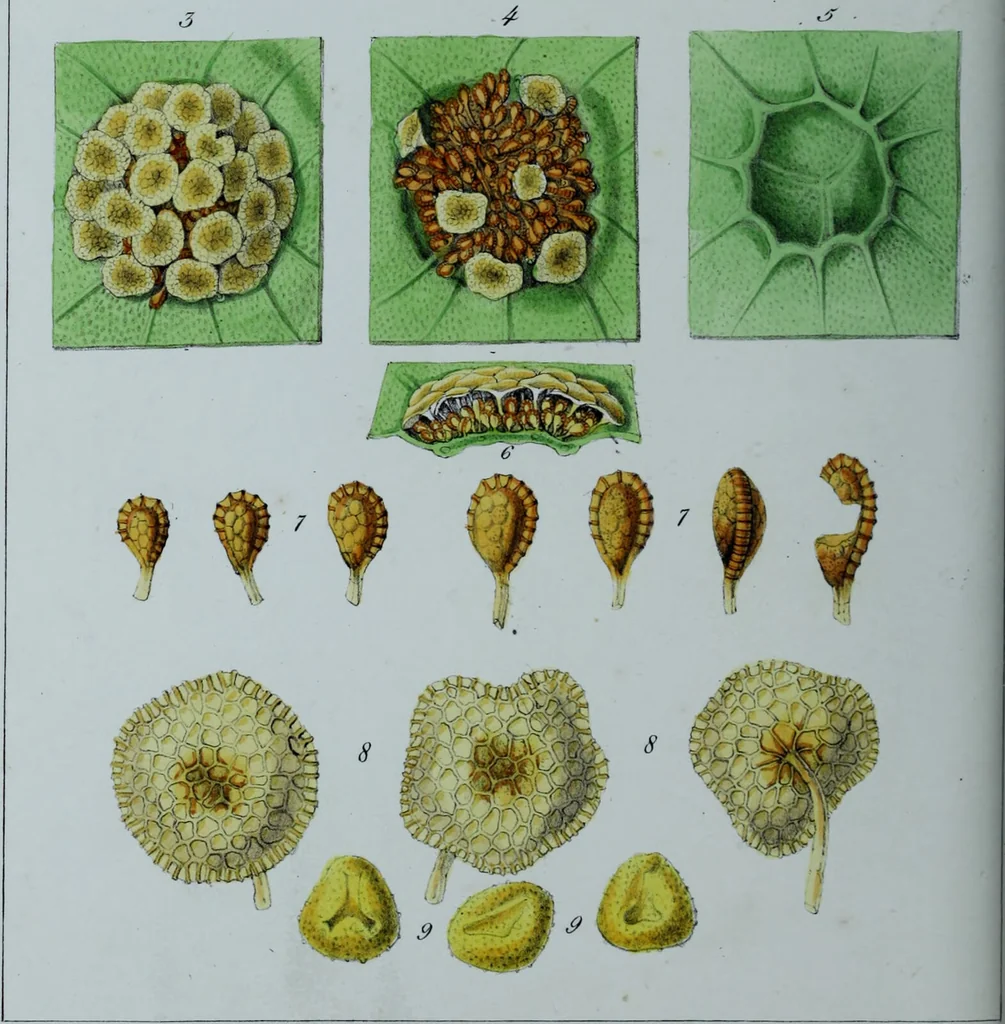 An illustration from Genera filicum, or, Illustrations of the ferns, and other allied genera / from the original coloured drawings of Francis Bauer ; with additions and descriptive letterpress, by Sir William Jackson Hooker., 1842, leaf 115