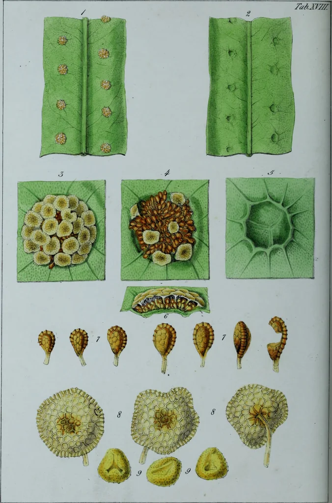 An illustration from Genera filicum, or, Illustrations of the ferns, and other allied genera / from the original coloured drawings of Francis Bauer ; with additions and descriptive letterpress, by Sir William Jackson Hooker., 1842, leaf 115