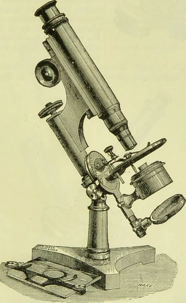An illustration from The microscope : its history, construction, and application, being a familiar introduction to the use of the instrument, and the study of microscopical science / by Jabez Hogg ; with upwards of five hundred engravings, and coloured illustrations by Tuffen West., 1890, leaf 123