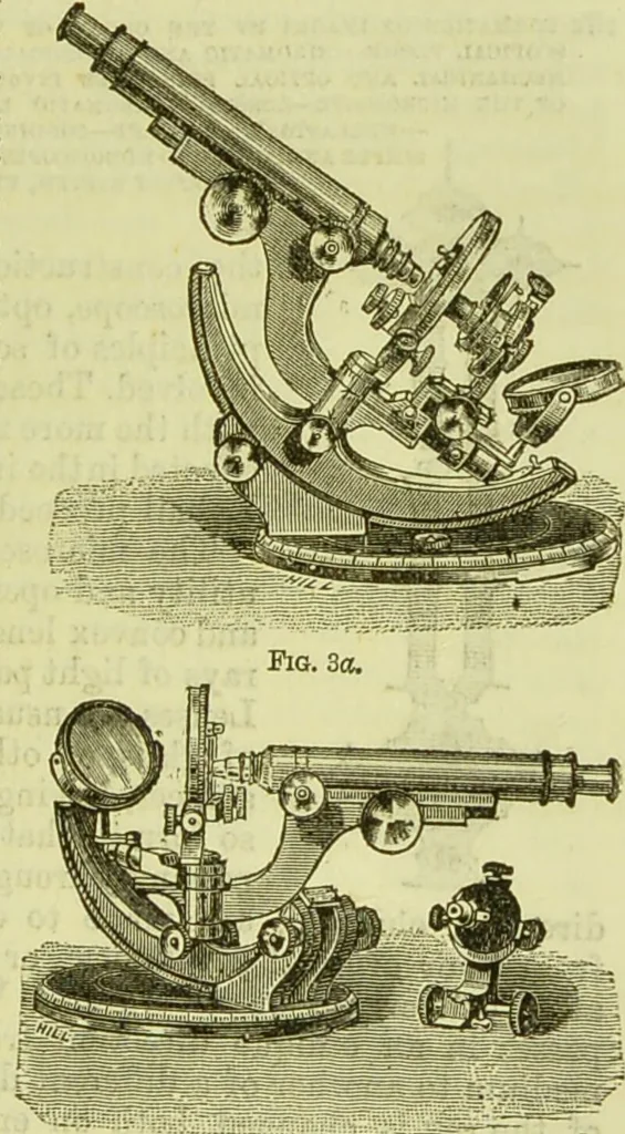An illustration from The microscope : its history, construction, and application, being a familiar introduction to the use of the instrument, and the study of microscopical science / by Jabez Hogg ; with upwards of five hundred engravings, and coloured illustrations by Tuffen West., 1890, leaf 43