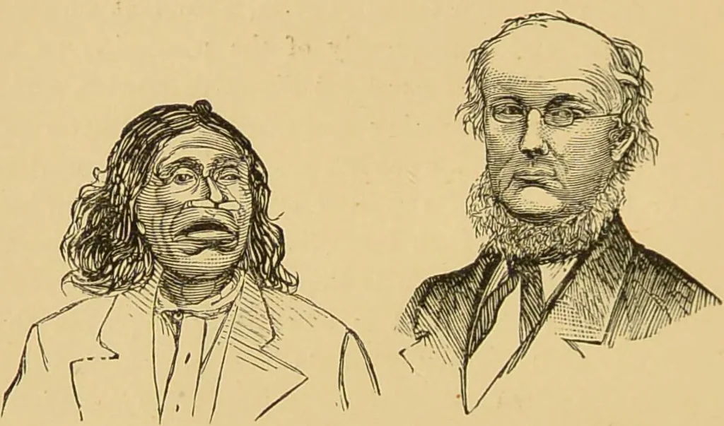 An illustration from Nature's revelations of character, or, The mental, moral and volitive dispositions of mankind, as manifested in the human form and countenance / by Joseph Simms., 1873, leaf 154