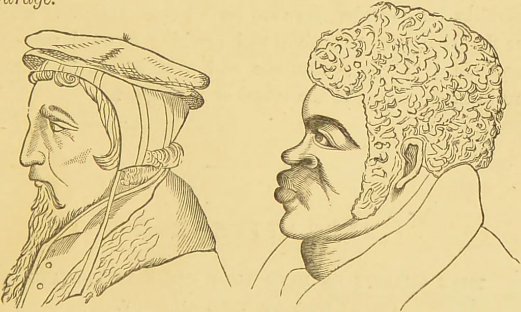 An illustration from Nature's revelations of character, or, The mental, moral and volitive dispositions of mankind, as manifested in the human form and countenance / by Joseph Simms., 1873, leaf 163