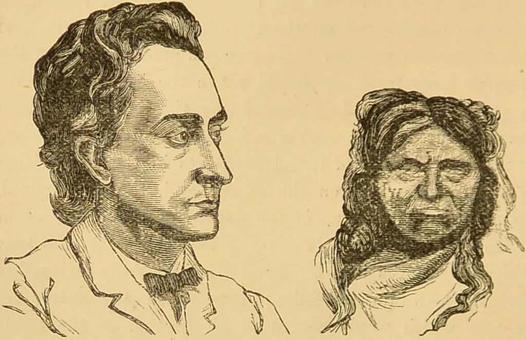 An illustration from Nature's revelations of character, or, The mental, moral and volitive dispositions of mankind, as manifested in the human form and countenance / by Joseph Simms., 1873, leaf 216