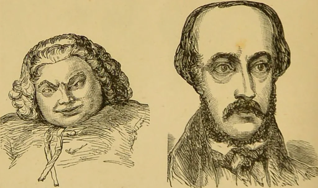 An illustration from Nature's revelations of character, or, The mental, moral and volitive dispositions of mankind, as manifested in the human form and countenance / by Joseph Simms., 1873, leaf 250