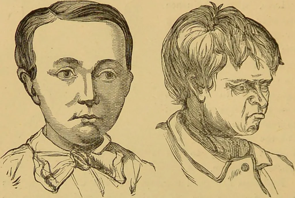 An illustration from Nature's revelations of character, or, The mental, moral and volitive dispositions of mankind, as manifested in the human form and countenance / by Joseph Simms., 1873, leaf 320
