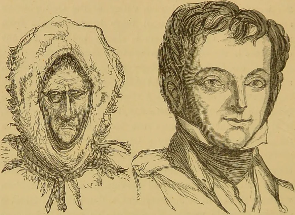 An illustration from Nature's revelations of character, or, The mental, moral and volitive dispositions of mankind, as manifested in the human form and countenance / by Joseph Simms., 1873, leaf 454
