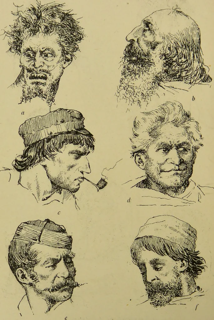 An illustration from Physiognomik und Mimik / von Paolo Mantegazza ; mit mehr als hundert original-zeichmungen von Hector und Edward Ximenes ; vom verfasser genehmigte übersetzung von R. Löwenfeld., 1890, leaf 164
