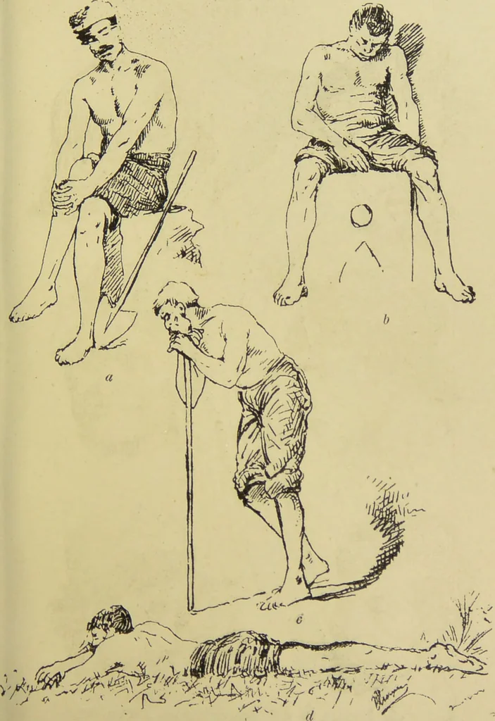An illustration from Physiognomik und Mimik / von Paolo Mantegazza ; mit mehr als hundert original-zeichmungen von Hector und Edward Ximenes ; vom verfasser genehmigte übersetzung von R. Löwenfeld., 1890, leaf 165