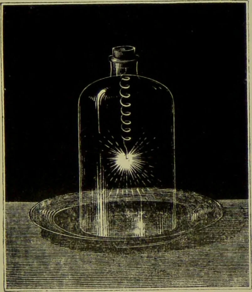 An illustration from Spectrum analysis in its application to terrestrial substances, and the physical constitution of the heavenly bodies / familiarly explained by H. Schellen ; translated from the second enlarged and revised German edition by Jane and Caroline Lassell ; edited with notes by William Huggins ; with numerous woodcuts and coloured plates, and Ångström's and Kirchhoff's maps., 1872, leaf 39