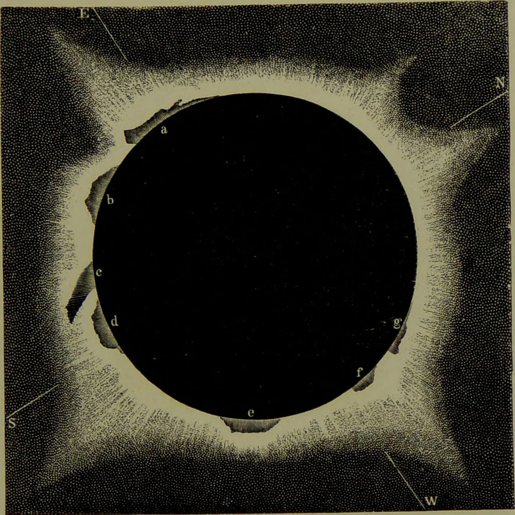 An illustration from Spectrum analysis in its application to terrestrial substances, and the physical constitution of the heavenly bodies / familiarly explained by H. Schellen ; translated from the second enlarged and revised German edition by Jane and Caroline Lassell ; edited with notes by William Huggins ; with numerous woodcuts and coloured plates, and Ångström's and Kirchhoff's maps., 1872, leaf 401