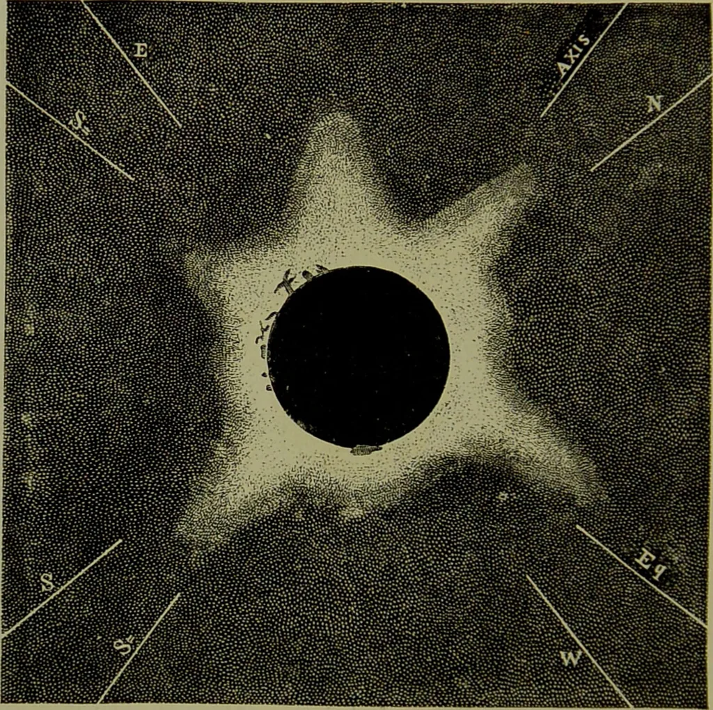 An illustration from Spectrum analysis in its application to terrestrial substances, and the physical constitution of the heavenly bodies / familiarly explained by H. Schellen ; translated from the second enlarged and revised German edition by Jane and Caroline Lassell ; edited with notes by William Huggins ; with numerous woodcuts and coloured plates, and Ångström's and Kirchhoff's maps., 1872, leaf 402