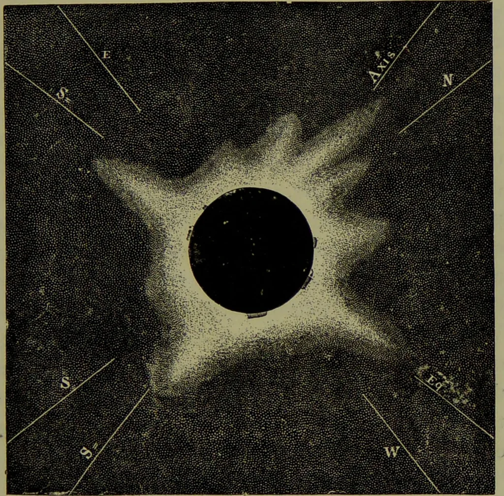 An illustration from Spectrum analysis in its application to terrestrial substances, and the physical constitution of the heavenly bodies / familiarly explained by H. Schellen ; translated from the second enlarged and revised German edition by Jane and Caroline Lassell ; edited with notes by William Huggins ; with numerous woodcuts and coloured plates, and Ångström's and Kirchhoff's maps., 1872, leaf 403