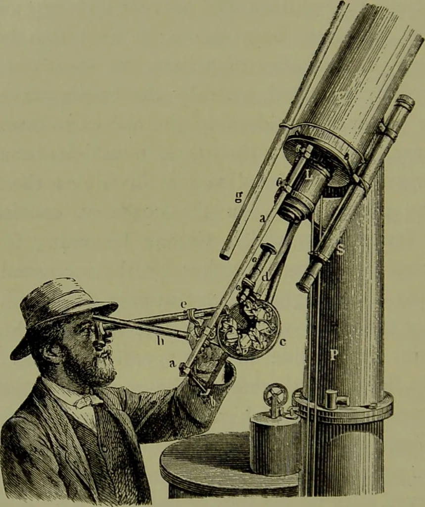 An illustration from Spectrum analysis in its application to terrestrial substances, and the physical constitution of the heavenly bodies / familiarly explained by H. Schellen ; translated from the second enlarged and revised German edition by Jane and Caroline Lassell ; edited with notes by William Huggins ; with numerous woodcuts and coloured plates, and Ångström's and Kirchhoff's maps., 1872, leaf 448