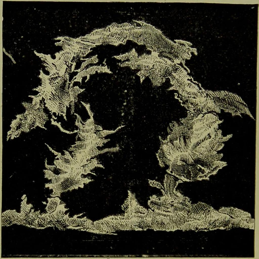 An illustration from Spectrum analysis in its application to terrestrial substances, and the physical constitution of the heavenly bodies / familiarly explained by H. Schellen ; translated from the second enlarged and revised German edition by Jane and Caroline Lassell ; edited with notes by William Huggins ; with numerous woodcuts and coloured plates, and Ångström's and Kirchhoff's maps., 1872, leaf 500
