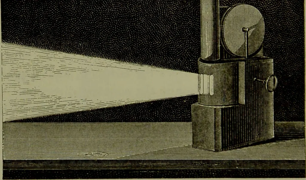 An illustration from Spectrum analysis in its application to terrestrial substances, and the physical constitution of the heavenly bodies / familiarly explained by H. Schellen ; translated from the second enlarged and revised German edition by Jane and Caroline Lassell ; edited with notes by William Huggins ; with numerous woodcuts and coloured plates, and Ångström's and Kirchhoff's maps., 1872, leaf 52