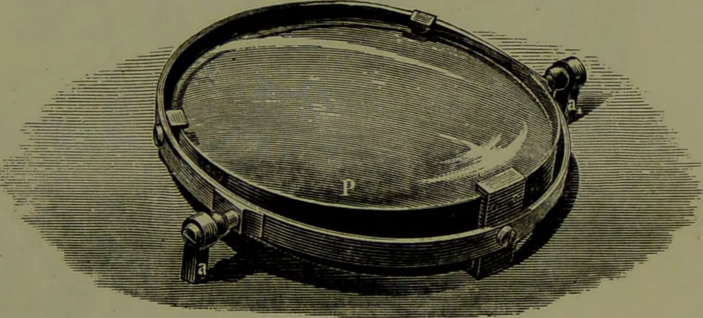 An illustration from Spectrum analysis in its application to terrestrial substances, and the physical constitution of the heavenly bodies / familiarly explained by H. Schellen ; translated from the second enlarged and revised German edition by Jane and Caroline Lassell ; edited with notes by William Huggins ; with numerous woodcuts and coloured plates, and Ångström's and Kirchhoff's maps., 1872, leaf 537