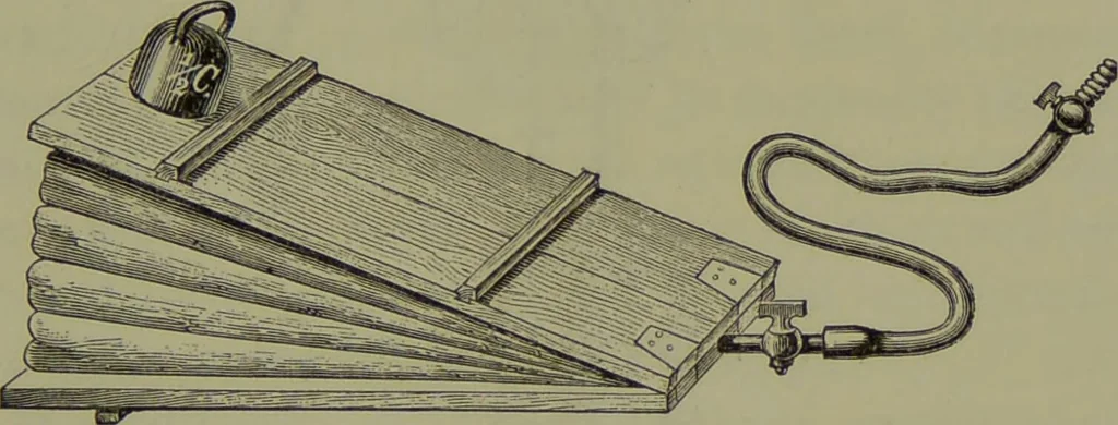 An illustration from Spectrum analysis in its application to terrestrial substances, and the physical constitution of the heavenly bodies / familiarly explained by H. Schellen ; translated from the second enlarged and revised German edition by Jane and Caroline Lassell ; edited with notes by William Huggins ; with numerous woodcuts and coloured plates, and Ångström's and Kirchhoff's maps., 1872, leaf 55