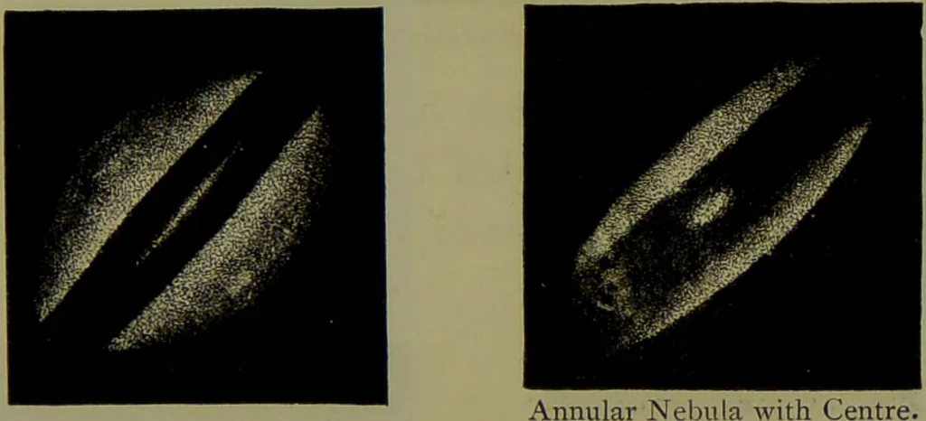 An illustration from Spectrum analysis in its application to terrestrial substances, and the physical constitution of the heavenly bodies / familiarly explained by H. Schellen ; translated from the second enlarged and revised German edition by Jane and Caroline Lassell ; edited with notes by William Huggins ; with numerous woodcuts and coloured plates, and Ångström's and Kirchhoff's maps., 1872, leaf 615