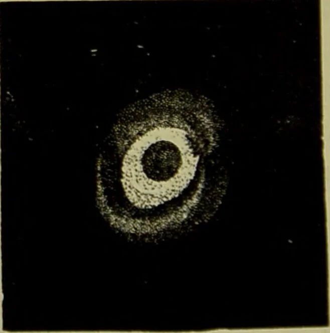 An illustration from Spectrum analysis in its application to terrestrial substances, and the physical constitution of the heavenly bodies / familiarly explained by H. Schellen ; translated from the second enlarged and revised German edition by Jane and Caroline Lassell ; edited with notes by William Huggins ; with numerous woodcuts and coloured plates, and Ångström's and Kirchhoff's maps., 1872, leaf 616