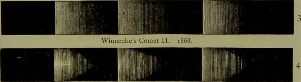 An illustration from Spectrum analysis in its application to terrestrial substances, and the physical constitution of the heavenly bodies / familiarly explained by H. Schellen ; translated from the second enlarged and revised German edition by Jane and Caroline Lassell ; edited with notes by William Huggins ; with numerous woodcuts and coloured plates, and Ångström's and Kirchhoff's maps., 1872, leaf 643