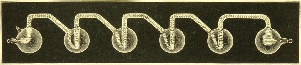 An illustration from Spectrum analysis : six lectures, delivered in 1868, before the Society of Apothecaries of London / by Henry E. Roscoe ; with appendices, coloured plates, and illustrations., 1869, leaf 129