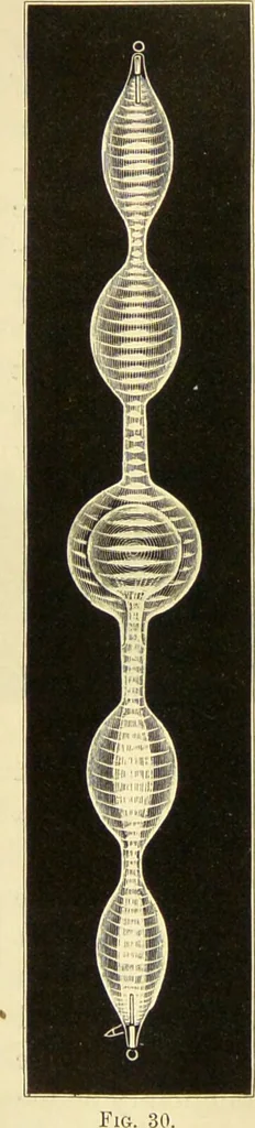 An illustration from Spectrum analysis : six lectures, delivered in 1868, before the Society of Apothecaries of London / by Henry E. Roscoe ; with appendices, coloured plates, and illustrations., 1869, leaf 130